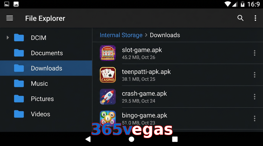 Main screen of 365Vegas gameapk page for PK players